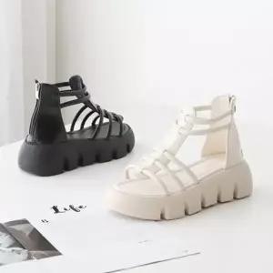 스트랩 끈샌들 플랫 빅사이즈 가을 앵글 힐 여자샌들 (WEF09CB)