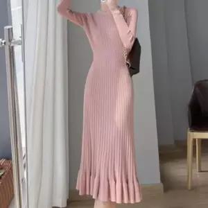 [하프클럽/]밑단 프릴 데일리 롱원피스 니트 클래식 니트 롱 여성