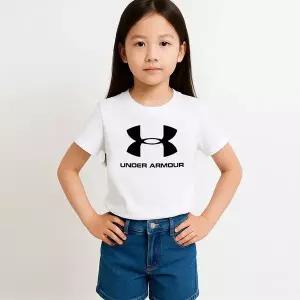 [하프클럽/] UA 스포츠스타일 로고 K 여성 아동 주니어 반팔티 화이트 1363282-1