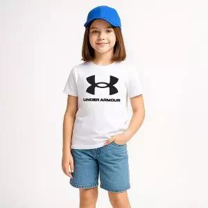 [하프클럽/] UA 라이브 스포츠스타일 그래픽 G 여성 여아 주니어 반팔티 화이
