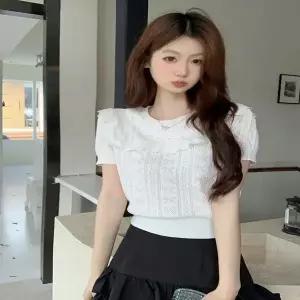 [하프클럽/]데일리 프릴넥 반팔 니트