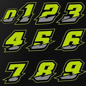 2PCS 오토바이 레이싱 아랍어 숫자 스티커 DIY Refit 반사 무지개 스티커 번호 헬멧 자동차 스타일링 3D 데