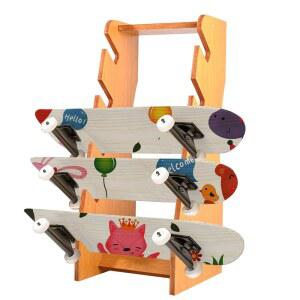 AIWFL 5단 스케이트보드 랙 바닥 스탠드, 나무 홀더, 스노보드 보관 랙, 데크용 디스플레이 롱보드, 스노보드, 스탠다드