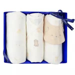 [갤러리아] (압소바출산,배냇저고리세트)새싹곰오가닉배냇슈트+우주복+속싸개세트(A1A-10122SET)