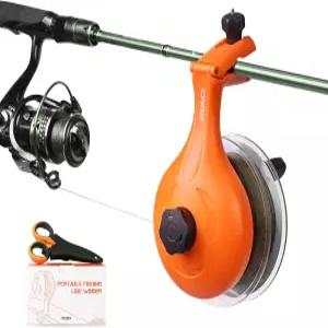 RUNCL 낚싯줄 스풀러 u2013 릴 캐스팅 및 방적용 휴대용 와인더 스풀링 도구 선 꼬임 방지 가위가 내장된