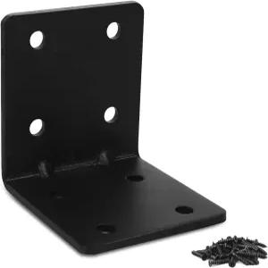 MOZCORN 4팩 L 브래킷 우드 매트 블랙 스트롱 코너 브레이스 프로젝트 가구 수리 및 교체용 리브형 설치가