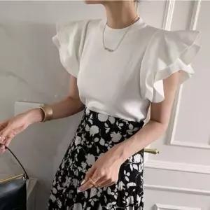 [하프클럽/]LF17400 여름 데일리 프릴 이중 클래식 소매 슬림 니