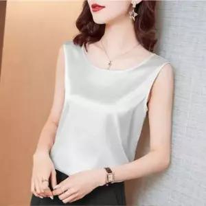 [하프클럽/]민소매 소프트 데일리 나시 새틴 클래식 블라우스