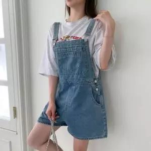 [하프클럽/]여름 베이직 여성 데님 오버롤 올데이 멜빵 팬츠 청바