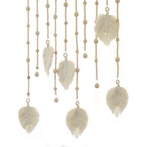 비즈발 커튼 나무구슬 라메 모빌 파티션 노란색 18개 나뭇잎 100CM 6개 문발