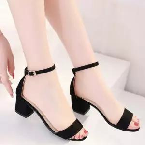 페미닌 발목 스트랩 여성 스웨이드 펌프스힐 샌들