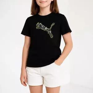 [하프클럽/푸마]푸마  액티브 스포츠 그래픽 K 여성 아동 유스 반팔티 블랙 6