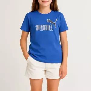 [하프클럽/푸마]푸마  에센셜플러스 퓨처버스 K 여성 아동 유스 반팔티 블루