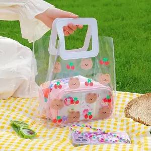 [하프클럽/]여름가방 여름 물놀이 바캉스 피크닉 가방 투명 비치백 체리곰
