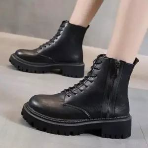 여성워커 키높이 옆지퍼 플랫 워커 여자 앵클부츠