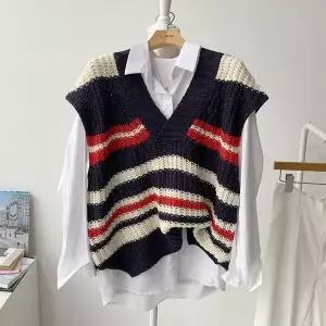 [하프클럽/너의지금]라이어 3색 하찌 브이넥 루즈핏 니트 조끼 베스트