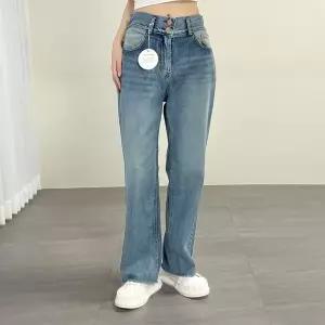 [하프클럽/]여자 고무줄 하이웨이스트 투버튼 2WAY 청바지