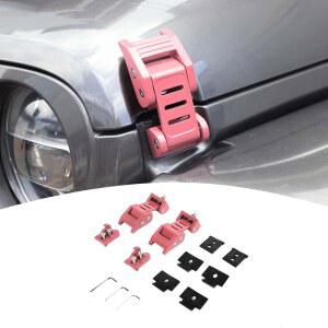 PDKLIN 지프 후드 래치 잠금 캐치 키트, 랭글러 JK JKU 2007-2017용, JL JLU 2018 이상, 글래디에이터 JT 2020 이상용, 외부 액세서리 (핑크) 2개