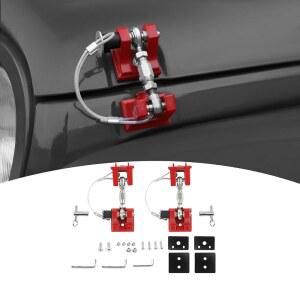 PDKLIN 랭글러 후드 래치 락 캐치 레드, 지프 JK JKU 2007-2017 JL JLU 2018 이상용 알루미늄 글래디에이터 JT 2020 업 레드 외부 액세서리 2개