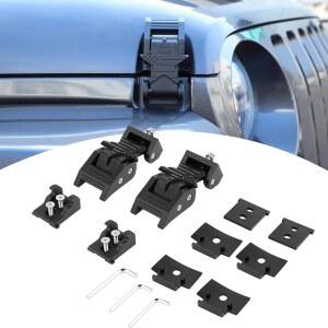 PDKLIN 지프 랭글러 후드 래치 알루미늄 캐치, JK JKU 2007-2017 JL JLU 2018-2025용, 글래디에이터 JT 2020-2025용, 블랙 외부 액세서리 2개 (스타 아메리카 깃발)