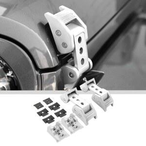 JWWY 지프 랭글러 후드 래치 클램프 알루미늄 스테인리스 스틸 캐치 패스너, 잠금 키트 포함, JK/JKU 2007-2017, JL/JLU 2018-2025+&글래디에이터 JT 2020-2025+4xe 화이트 A와 호환