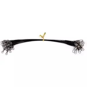 스엠 20피스 12인치 낚시 와이어 리더 스테인리스 스틸 회전 및 스냅이 있는 고강도 블랙