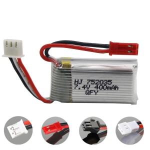 APC 7.4V 400mAh 리포  752035 원격 제어 장난감용 JST 플러그 포함 비행기 쿼드콥터 드론 헬리콥터 자동차