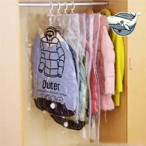 (옵션 67X90cm)겨울 패딩 수납 가방 진공 압축 정리백 옷장 진공 옷걸이 비닐커버 의류 압축팩 롱 겨울옷