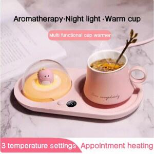 머그워머 히터 커피 머그잔 워머 약속 난방 전기 플레이트 기어 온도 워머 코스터 야간 조명 포함 110V 220V