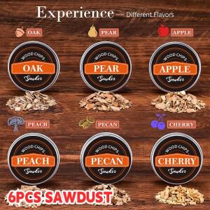 호환 6개의 우드 칩금속 필터가 포함된 프리미엄 위스키 칵테일 흡연자 키트  가정용/고급 선물용  산화 에