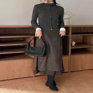 [제작] 마이픽 스웨이드 레이어드 롱 스커트 85430 빅사이즈 여성의류