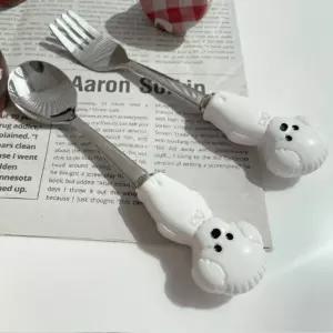 더 비숑 커트러리 스푼 포크 화이트/세트/유아/수저/스픈/숟가락/어린이/간편/아기/아동/선물/식기/유아용