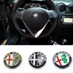 1Pc 40mm 자동차 스티어링 휠 로고 배지 스티커 Alfa Romeo Mito Giulia 147 156 166 159 Stelvio Sportiva