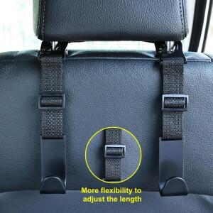 4개입 자동차 시트 헤드레스트 훅 조절 가능 수납 클립 내부 액세서리 재사용 설치 용이