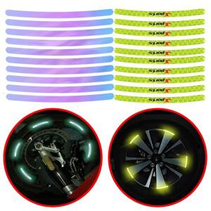 20개 범용 컬러 휠 허브 야간 반사 스트립 스티커 (자동차 및 바이크 오토바이 장식용)