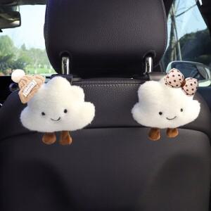 귀여운 만화 활 클라우드 카시트 백 후크 보관 차량 헤드레스트 정리함 행어 식료품 가방 핸드백 장식 1개
