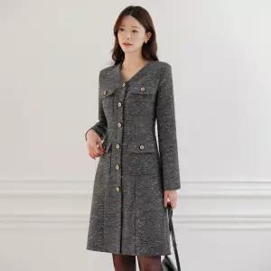 [시크라인] (~XXL까지) 테아 포켓 스페클 트위드 원피스 겨울 하객룩 오피스룩 모임룩 격식룩 연말룩 빅사이즈