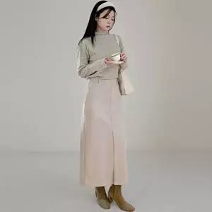 [신상오픈런]|KHK17EE|여성용 H라인 롱 스커트 겨울 출근복 앞트임 모직 스커트