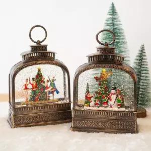 앤틱 아치 랜턴 크리스마스 오르골 워터볼 LED 스노우볼 무드등 조명