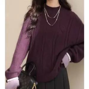 ( )여성니트 긴팔티 진주 소매 니트 퍼플 1P 스웨터 여성 겨울