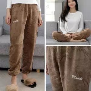 ( )Brown 잠옷 겨울 여성용 극세사 수면바지 패밀리 신혼 가을 파자마 수면 커플 가족 홈웨어 극세사 Brown