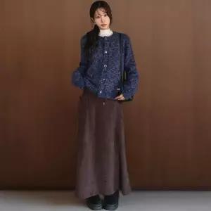 [하프클럽/]여성용 겨울 코듀로이 A라인 롱 스커트 세미 플레어 스타일