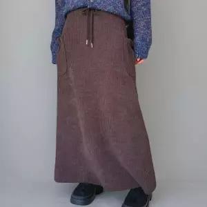 [하프클럽/]여성용 겨울 코듀로이 A라인 롱 스커트 세미 플레어 스타일