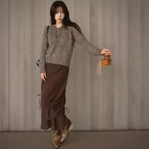 [하프클럽/]여성용 코듀로이 셔링 H라인 롱 스커트