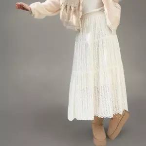 [하프클럽/]여성 하트 펀칭 롱 스커트 레이스 디자인