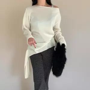 여성 오프숄더 시스루 프릴 레이어드 티셔츠