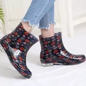 617 꽃무늬장화 여성단장화 물장화 방수 시장 패션