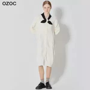 오조크 타이배색 버튼 니트 원피스