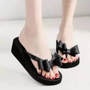 여성 가벼운 비치 바캉스 리본쪼리 통굽쪼리