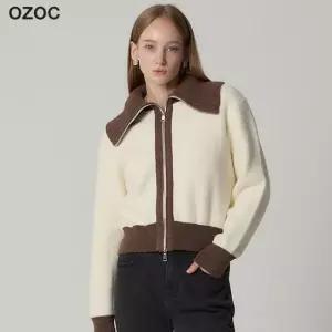 오조크 배색 투웨이 집업 니트 가디건